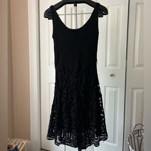 Black Beaded Midi Cocktail Dress